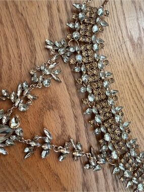 Gold Rhinestone Burlesque Necklace stage jewelry bold statement